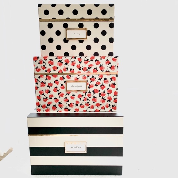 Kate Spade Floral Polka Dot Nesting Boxes Set of 3 - Picture 4 of 8